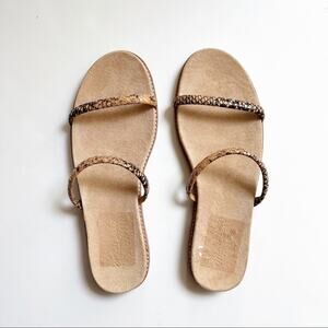 Madewell Tan Suede Sandals with Brown Snake-Print Straps